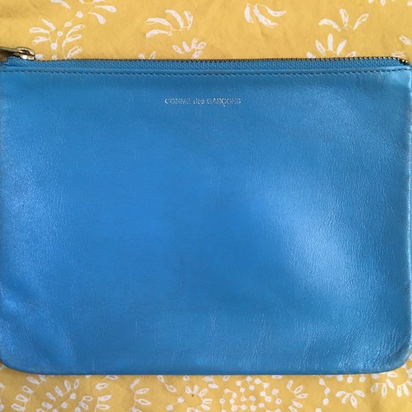 COMME DES GARÇONS Light Blue Leather Pouch - Picture 1 of 7